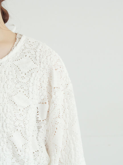 レース膨れジャガードプルオーバー（オフホワイト/ブラック/モカ）｜Samansa Mos2（サマンサ モスモス）通販