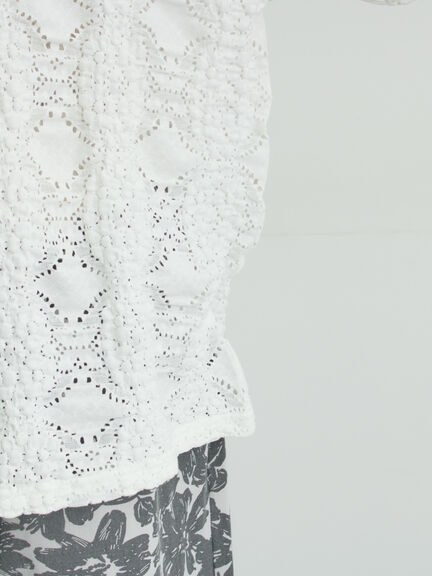 レース膨れジャガードプルオーバー（オフホワイト/ブラック/モカ）｜Samansa Mos2（サマンサ モスモス）通販