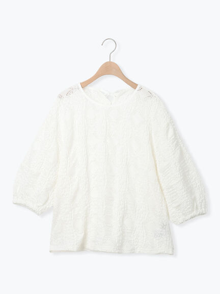 レース膨れジャガードプルオーバー（オフホワイト/ブラック/モカ）｜Samansa Mos2（サマンサ モスモス）通販