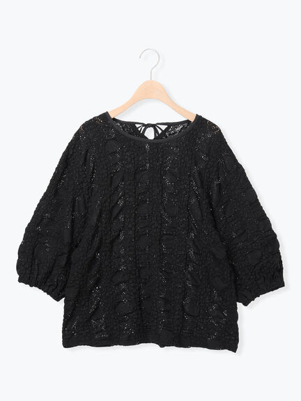 レース膨れジャガードプルオーバー（オフホワイト/ブラック/モカ）｜Samansa Mos2（サマンサ モスモス）通販