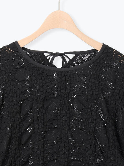 レース膨れジャガードプルオーバー（オフホワイト/ブラック/モカ）｜Samansa Mos2（サマンサ モスモス）通販