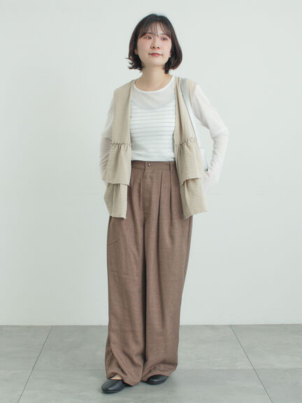 (セットアップ可)フリルジップベスト（ブラック/ベージュ/チェック）｜Samansa Mos2（サマンサ モスモス）通販