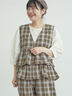(セットアップ可)フリルジップベスト（ブラック/ベージュ/チェック）｜Samansa Mos2（サマンサ モスモス）通販