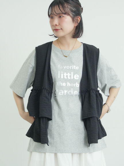 (セットアップ可)フリルジップベスト（ブラック/ベージュ/チェック）｜Samansa Mos2（サマンサ モスモス）通販