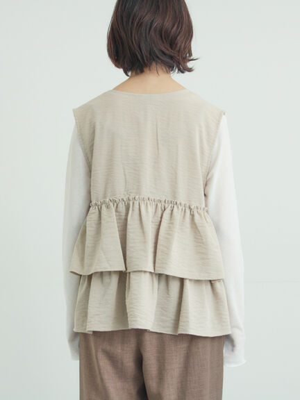 (セットアップ可)フリルジップベスト（ブラック/ベージュ/チェック）｜Samansa Mos2（サマンサ モスモス）通販