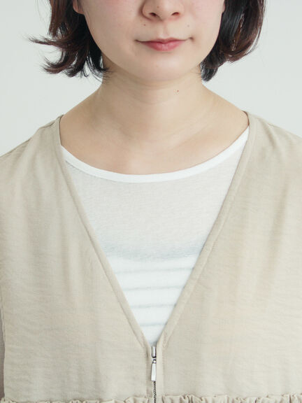 (セットアップ可)フリルジップベスト（ブラック/ベージュ/チェック）｜Samansa Mos2（サマンサ モスモス）通販