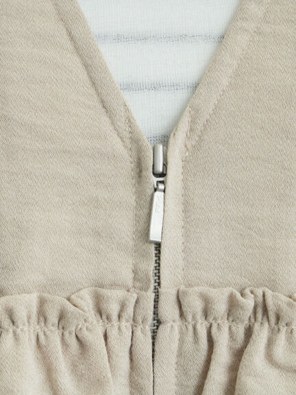 (セットアップ可)フリルジップベスト（ブラック/ベージュ/チェック）｜Samansa Mos2（サマンサ モスモス）通販