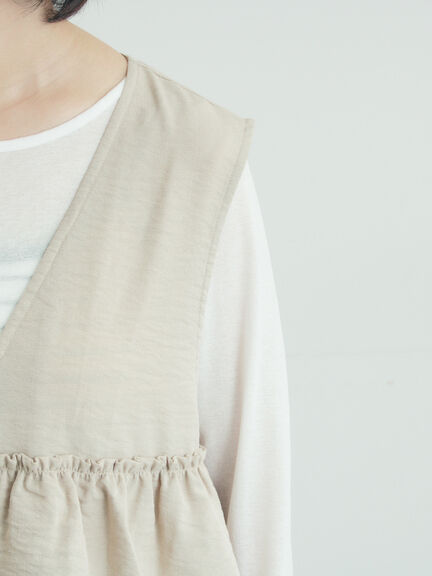 (セットアップ可)フリルジップベスト（ブラック/ベージュ/チェック）｜Samansa Mos2（サマンサ モスモス）通販