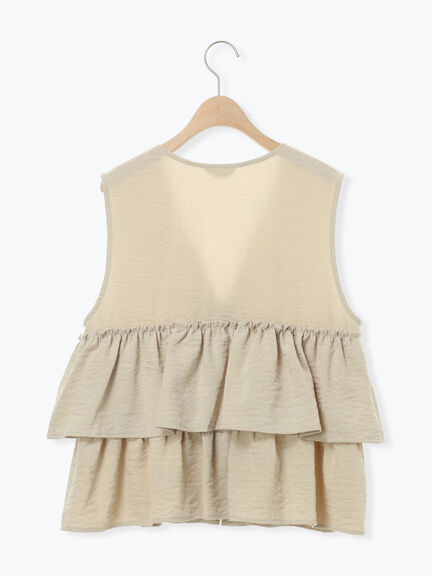 (セットアップ可)フリルジップベスト（ブラック/ベージュ/チェック）｜Samansa Mos2（サマンサ モスモス）通販