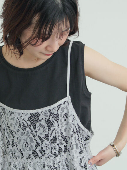 前後2WAYレースキャミソール（オフホワイト/グレー/ブラック）｜Samansa Mos2（サマンサ モスモス）通販