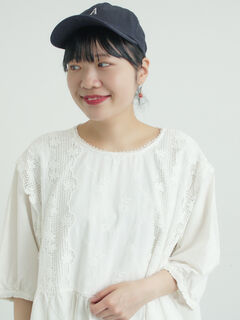 立川店/EC限定】リネンフラップコートワンピース（ネイビー/キナリ
