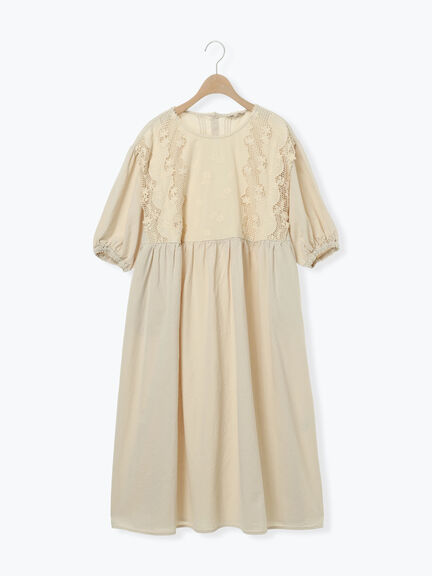 胸元レース貼りワンピース（オフホワイト/ブラック/キナリ）｜Samansa Mos2（サマンサ モスモス）通販