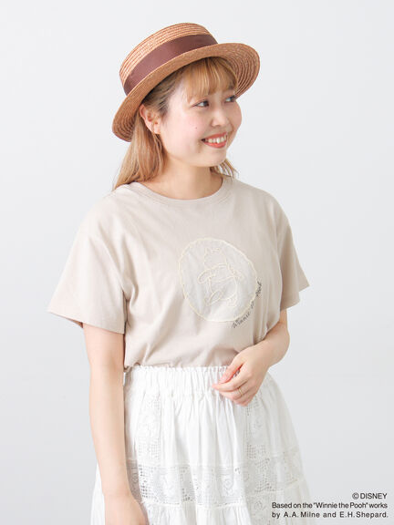 セール】 【Disney】くまのプーさんレースモチーフTシャツ（オフ