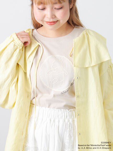 【Disney】くまのプーさんレースモチーフTシャツ（オフホワイト/ブラック/ベージュ）｜Samansa Mos2（サマンサ モスモス）通販