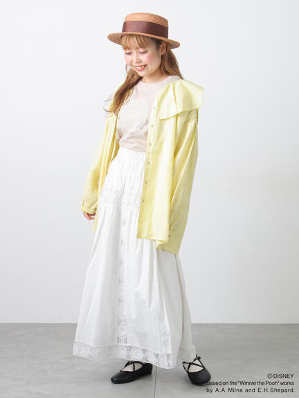 【Disney】くまのプーさんレースモチーフTシャツ（オフホワイト/ブラック/ベージュ）｜Samansa Mos2（サマンサ モスモス）通販