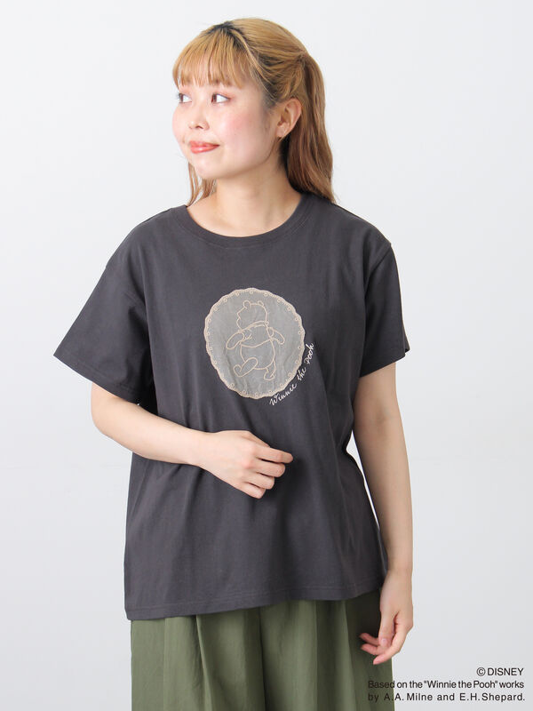 セール】 【Disney】くまのプーさんレースモチーフTシャツ（オフ