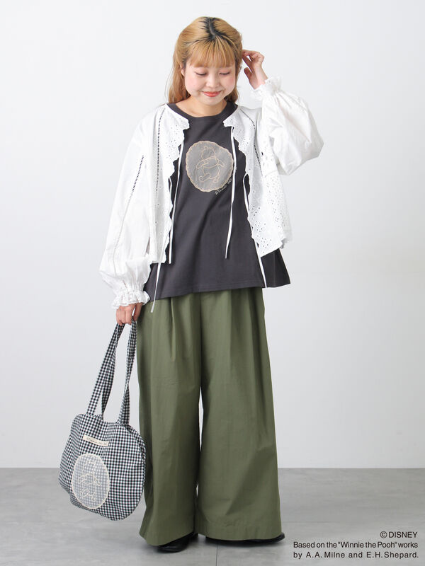 セール】 【Disney】くまのプーさんレースモチーフTシャツ（オフ