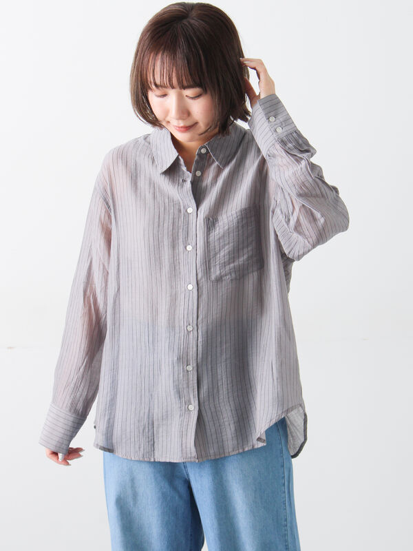 柄アソートシアーシャツ（グレー）｜Samansa Mos2（サマンサ モスモス）通販