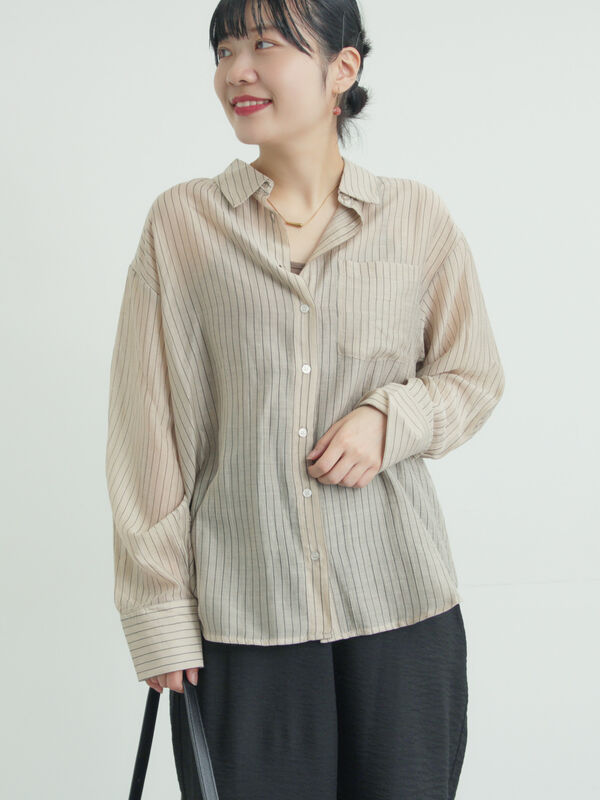 柄アソートシアーシャツ（ベージュ）｜Samansa Mos2（サマンサ モスモス）通販