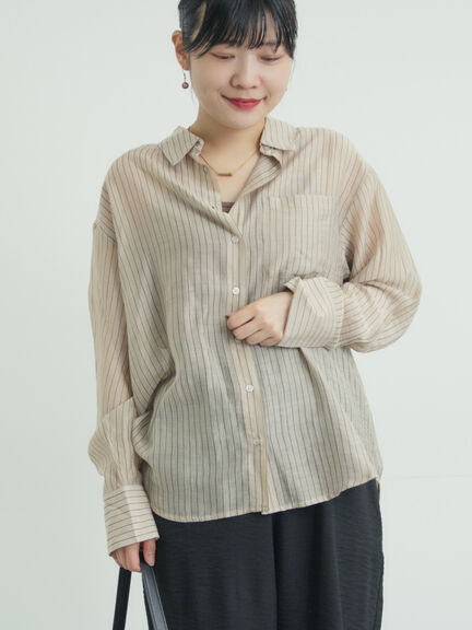 柄アソートシアーシャツ（グレー/ベージュ/ブラウン/サックスブルー/パープル）｜Samansa Mos2（サマンサ モスモス）通販