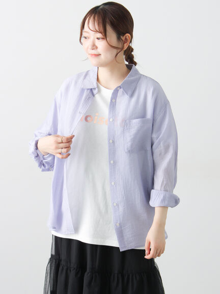 柄アソートシアーシャツ（グレー/ベージュ/ブラウン/サックスブルー/パープル）｜Samansa Mos2（サマンサ モスモス）通販