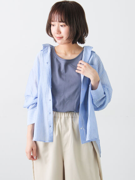 柄アソートシアーシャツ（グレー/ベージュ/ブラウン/サックスブルー/パープル）｜Samansa Mos2（サマンサ モスモス）通販