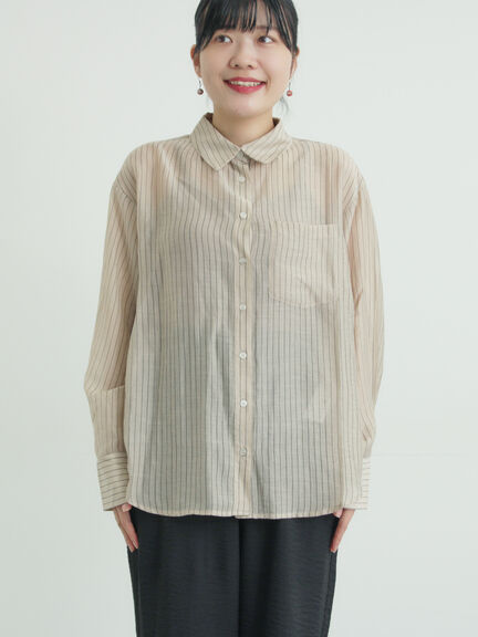 柄アソートシアーシャツ（グレー/ベージュ/ブラウン/サックスブルー/パープル）｜Samansa Mos2（サマンサ モスモス）通販