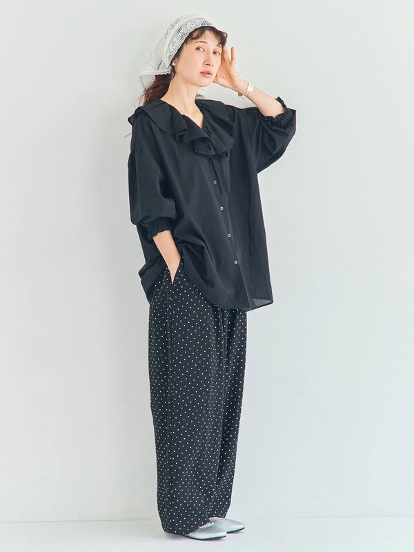 麻レーヨン柄アソートパンツ（ベージュ/ブラウン/ストライプ/水玉）｜Samansa Mos2（サマンサ モスモス）通販