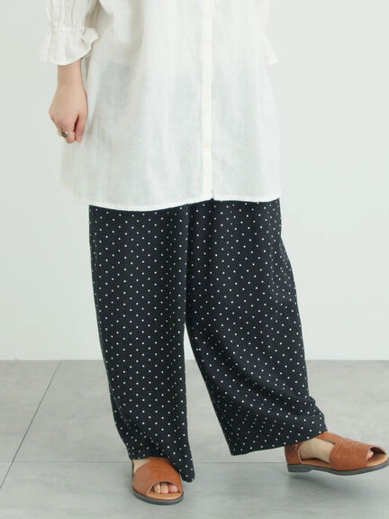 麻レーヨン柄アソートパンツ（ベージュ/ブラウン/ストライプ/水玉）｜Samansa Mos2（サマンサ モスモス）通販