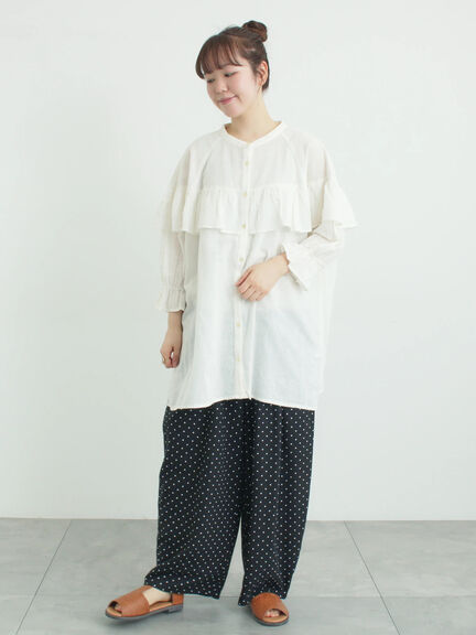 麻レーヨン柄アソートパンツ（ベージュ/ブラウン/ストライプ/水玉）｜Samansa Mos2（サマンサ モスモス）通販