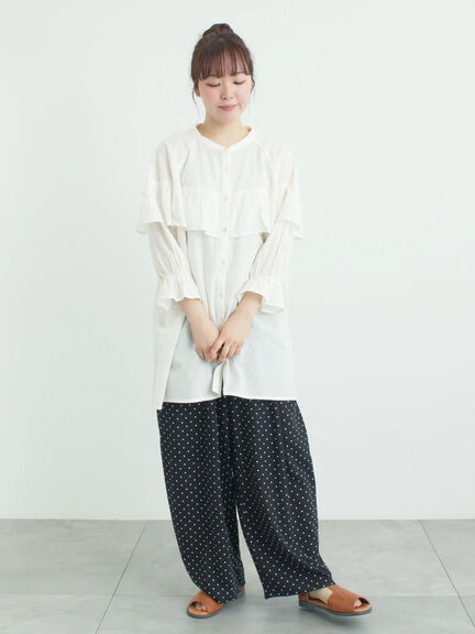 麻レーヨン柄アソートパンツ（ベージュ/ブラウン/ストライプ/水玉）｜Samansa Mos2（サマンサ モスモス）通販