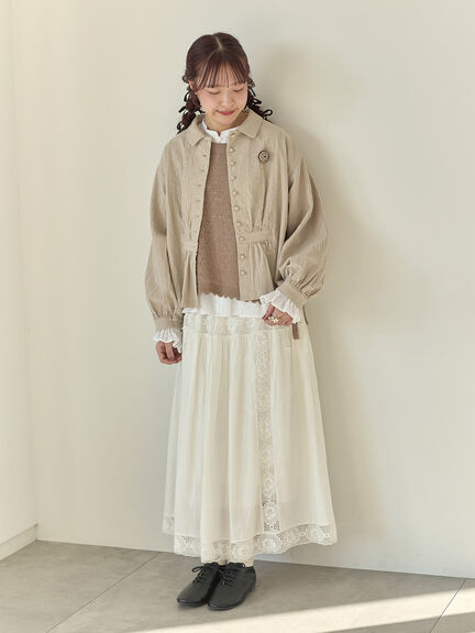 【Cross×Staff】ブローチ付シャツジャケット（チャコールグレー/ベージュ/モカ）｜Samansa Mos2（サマンサ モスモス）通販