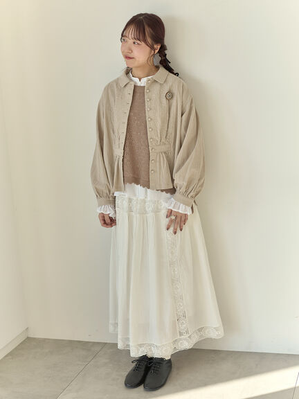 【Cross×Staff】ブローチ付シャツジャケット（チャコールグレー/ベージュ/モカ）｜Samansa Mos2（サマンサ モスモス）通販