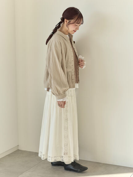 【Cross×Staff】ブローチ付シャツジャケット（チャコールグレー/ベージュ/モカ）｜Samansa Mos2（サマンサ モスモス）通販