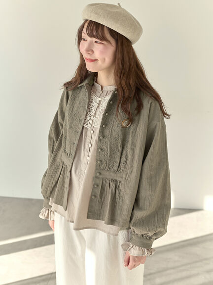 【Cross×Staff】ブローチ付シャツジャケット（チャコールグレー/ベージュ/モカ）｜Samansa Mos2（サマンサ モスモス）通販