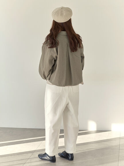 【Cross×Staff】ブローチ付シャツジャケット（チャコールグレー/ベージュ/モカ）｜Samansa Mos2（サマンサ モスモス）通販