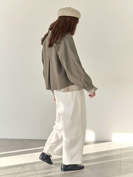 【Cross×Staff】ブローチ付シャツジャケット（チャコールグレー/ベージュ/モカ）｜Samansa Mos2（サマンサ モスモス）通販