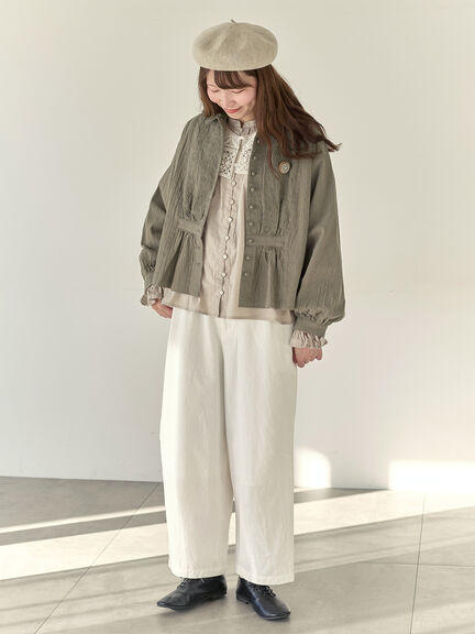 【Cross×Staff】ブローチ付シャツジャケット（チャコールグレー/ベージュ/モカ）｜Samansa Mos2（サマンサ モスモス）通販