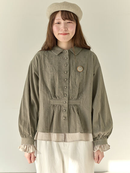 【Cross×Staff】ブローチ付シャツジャケット（チャコールグレー/ベージュ/モカ）｜Samansa Mos2（サマンサ モスモス）通販