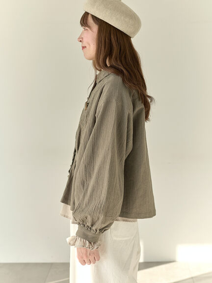 【Cross×Staff】ブローチ付シャツジャケット（チャコールグレー/ベージュ/モカ）｜Samansa Mos2（サマンサ モスモス）通販