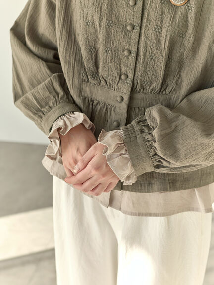 【Cross×Staff】ブローチ付シャツジャケット（チャコールグレー/ベージュ/モカ）｜Samansa Mos2（サマンサ モスモス）通販