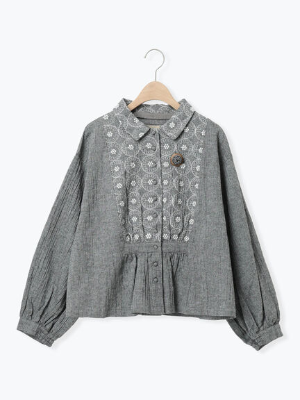 【Cross×Staff】ブローチ付シャツジャケット（チャコールグレー/ベージュ/モカ）｜Samansa Mos2（サマンサ モスモス）通販