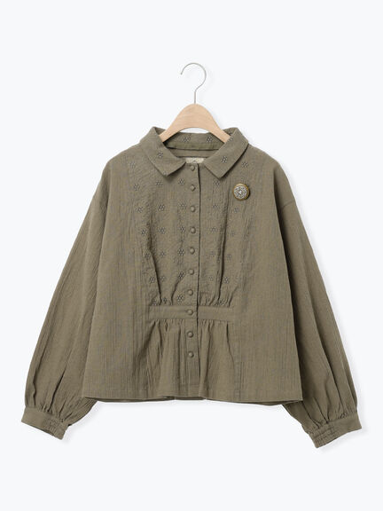 【Cross×Staff】ブローチ付シャツジャケット（チャコールグレー/ベージュ/モカ）｜Samansa Mos2（サマンサ モスモス）通販