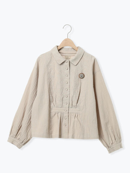 【Cross×Staff】ブローチ付シャツジャケット（チャコールグレー/ベージュ/モカ）｜Samansa Mos2（サマンサ モスモス）通販