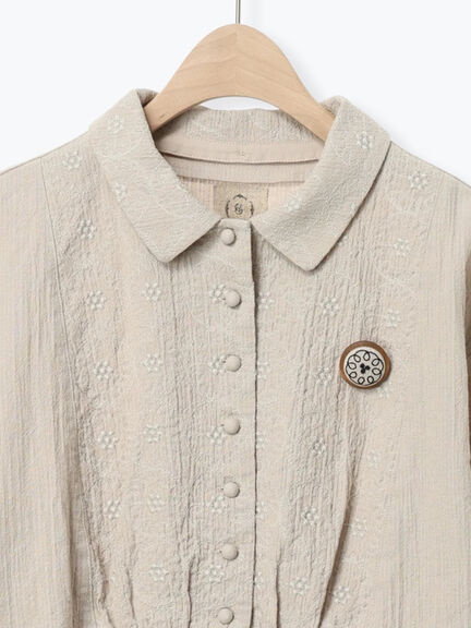 【Cross×Staff】ブローチ付シャツジャケット（チャコールグレー/ベージュ/モカ）｜Samansa Mos2（サマンサ モスモス）通販