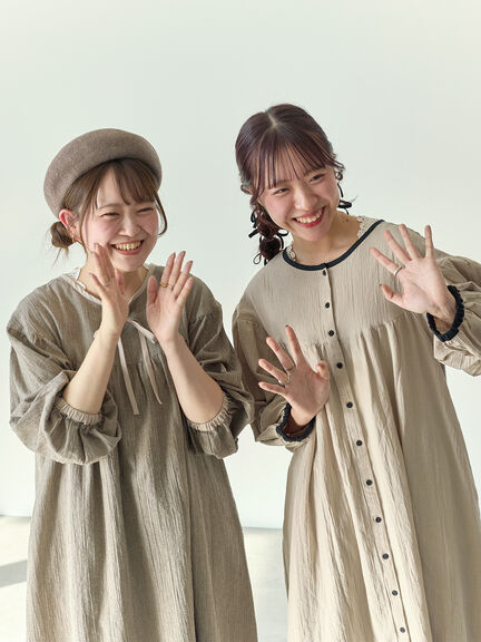 【Cross×Staff】前後2WAYワンピース（ブラック/ベージュ/ストライプ/ギンガムチェック）｜Samansa Mos2（サマンサ モスモス）通販