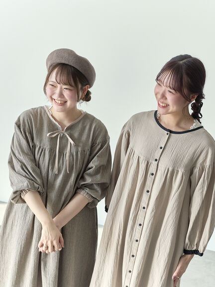 【Cross×Staff】前後2WAYワンピース（ブラック/ベージュ/ストライプ/ギンガムチェック）｜Samansa Mos2（サマンサ モスモス）通販