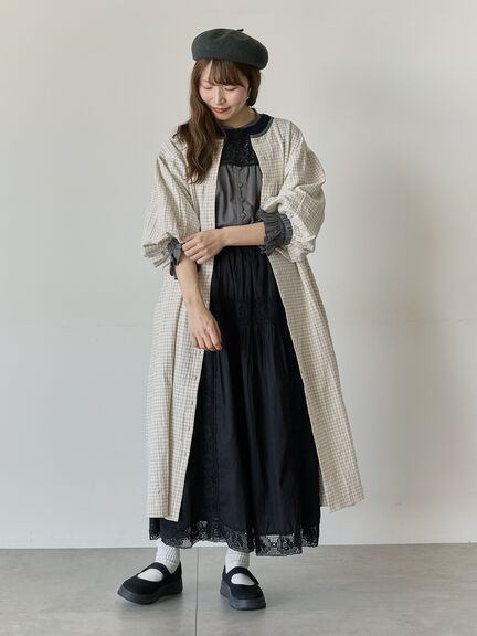 【Cross×Staff】前後2WAYワンピース（ブラック/ベージュ/ストライプ/ギンガムチェック）｜Samansa Mos2（サマンサ モスモス）通販