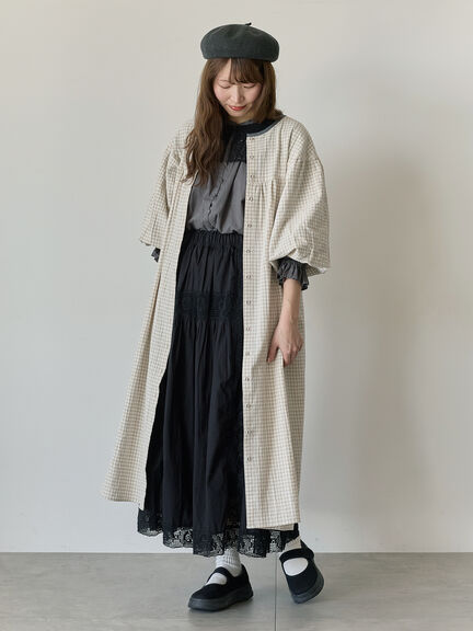 【Cross×Staff】前後2WAYワンピース（ブラック/ベージュ/ストライプ/ギンガムチェック）｜Samansa Mos2（サマンサ モスモス）通販