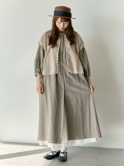 【Cross×Staff】前後2WAYワンピース（ブラック/ベージュ/ストライプ/ギンガムチェック）｜Samansa Mos2（サマンサ モスモス）通販